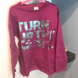 Zara Girls Magenta Purple Turn Up The Music Graphic Long Sleeve Top Size 9 134cm